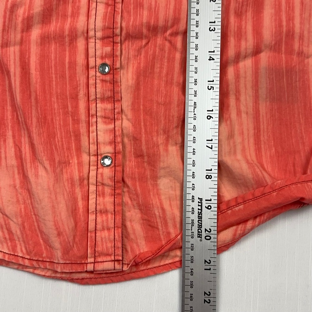 Cowgirl Hardware Women Orange Acid Wash Embroidered Western Snap Shirt Medium - Picture 6 of 10